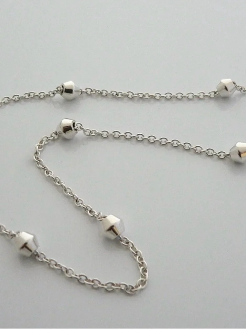 Rare Retired Tiffany & Co. Barrel Bead Station Bracelet Sterling Silver 7.5”